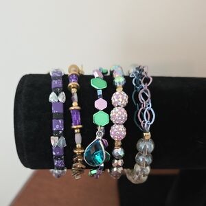Erimish Purple & Teal Layered Beaded Bracelet Set (NWOT)